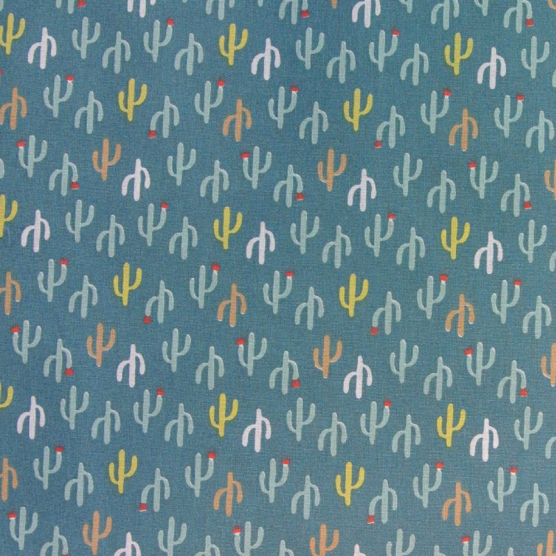 Algodón estampado SONORA Cerceta / Multicolor vibrantes